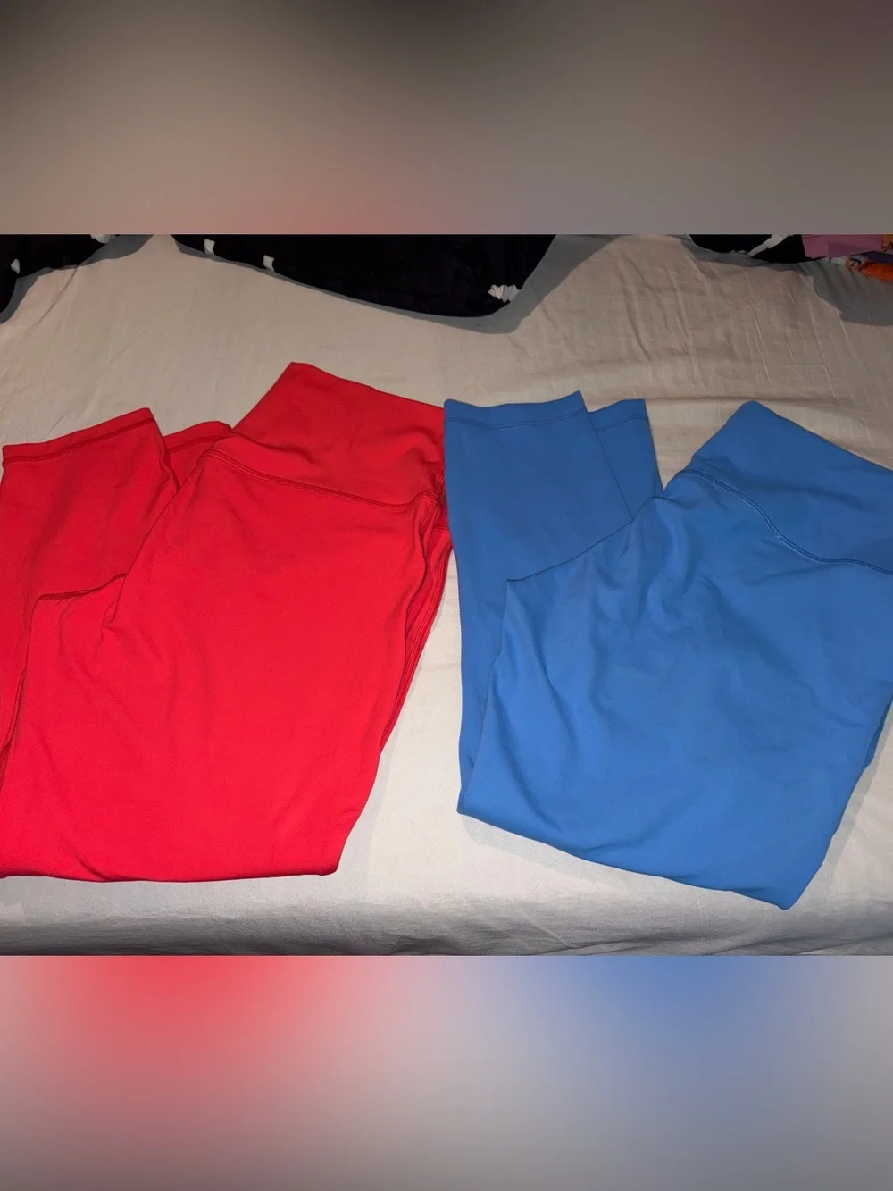 Women's High-Waist Active Leggings — Red/ orange & Blue
